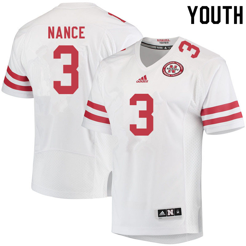 Youth #3 Jamie Nance Nebraska Cornhuskers College Football Jerseys Sale-White
